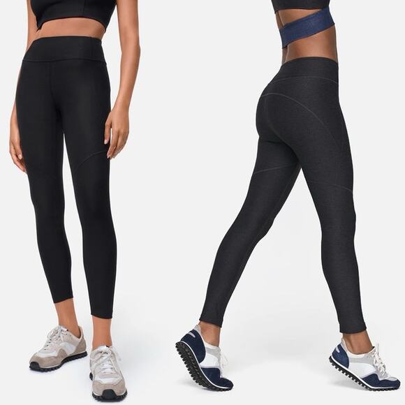 OUTDOOR VOICES Black Heather Stripe Warmup 7/8 Ankle Workout Gym Yoga Leggings M - Picture 1 of 9